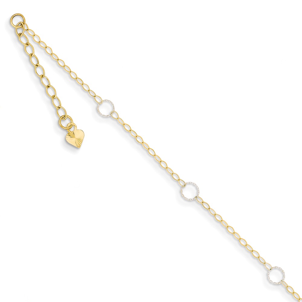 Ank184-9 4 Mm X 9 In. 14k Two-tone Adjustable Circle Anklet