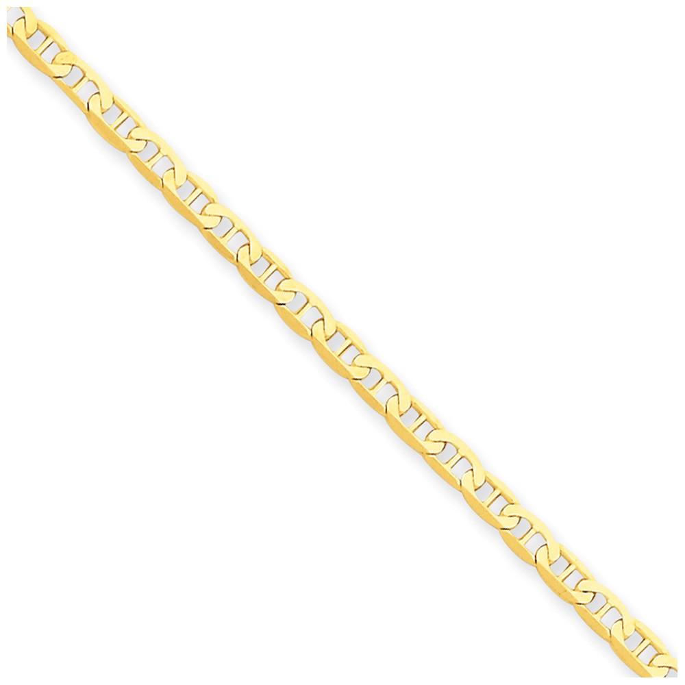 Ank68-9 2 Mm X 9 In. 14k Yellow Gold Polished Anchor Link Anklet