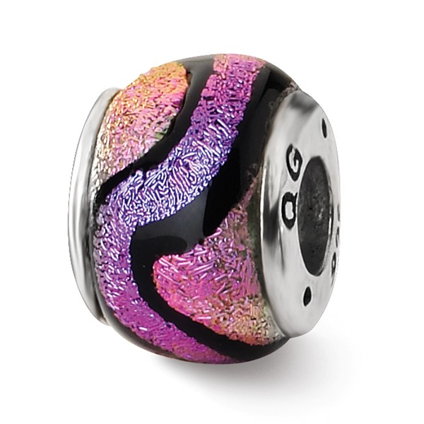 Reflection Beads Qrs1461 Sterling Silver Purple Dichroic Glass Bead