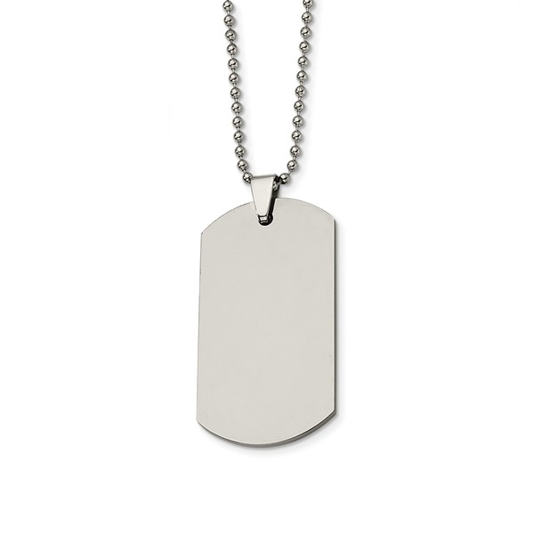 Tun101-24 24 In. Tungsten Polished Dog Tag Necklace