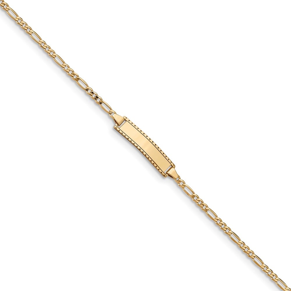 Dcid87-6 6 Mm X 6 In. 14k Yellow Gold Engraveable Figaro Link Baby & Child Id Bracelet