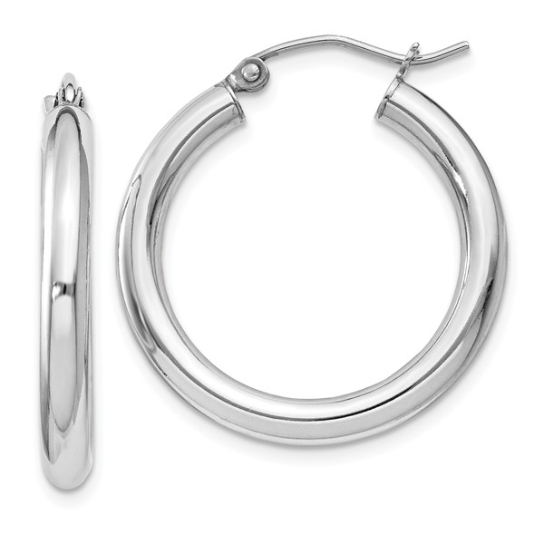 Reflection Beads Qe808 3 Mm Sterling Silver Rhodium-plated Round Hoop Earrings