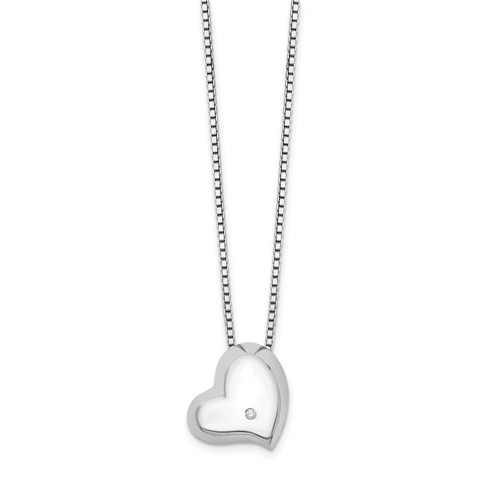 Qw304-18 18 In. Sterling Silver Diamond Heart Necklace - Polished