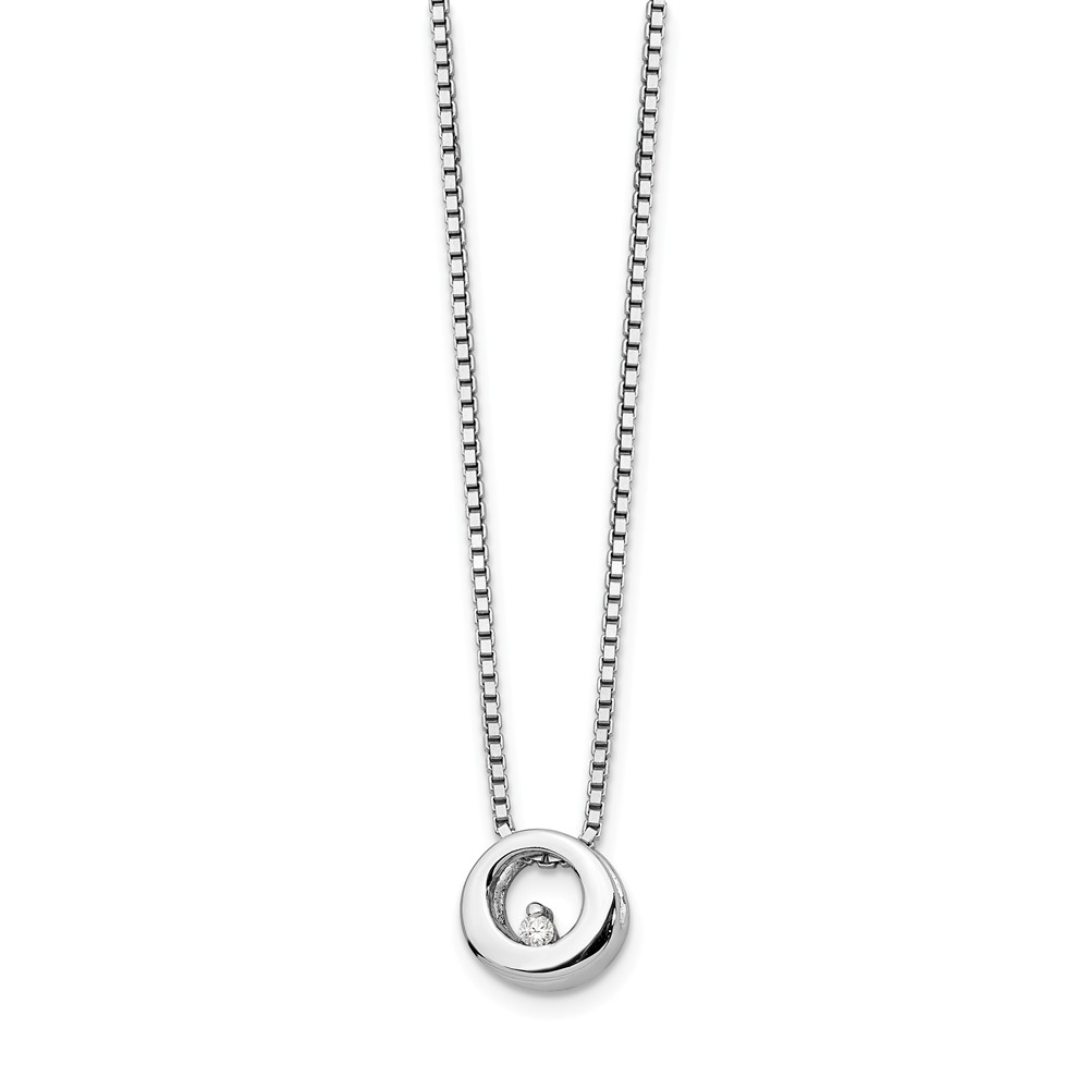 Qw309-18 18 In. 1 Mm Sterling Silver Diamond Necklace, Polished