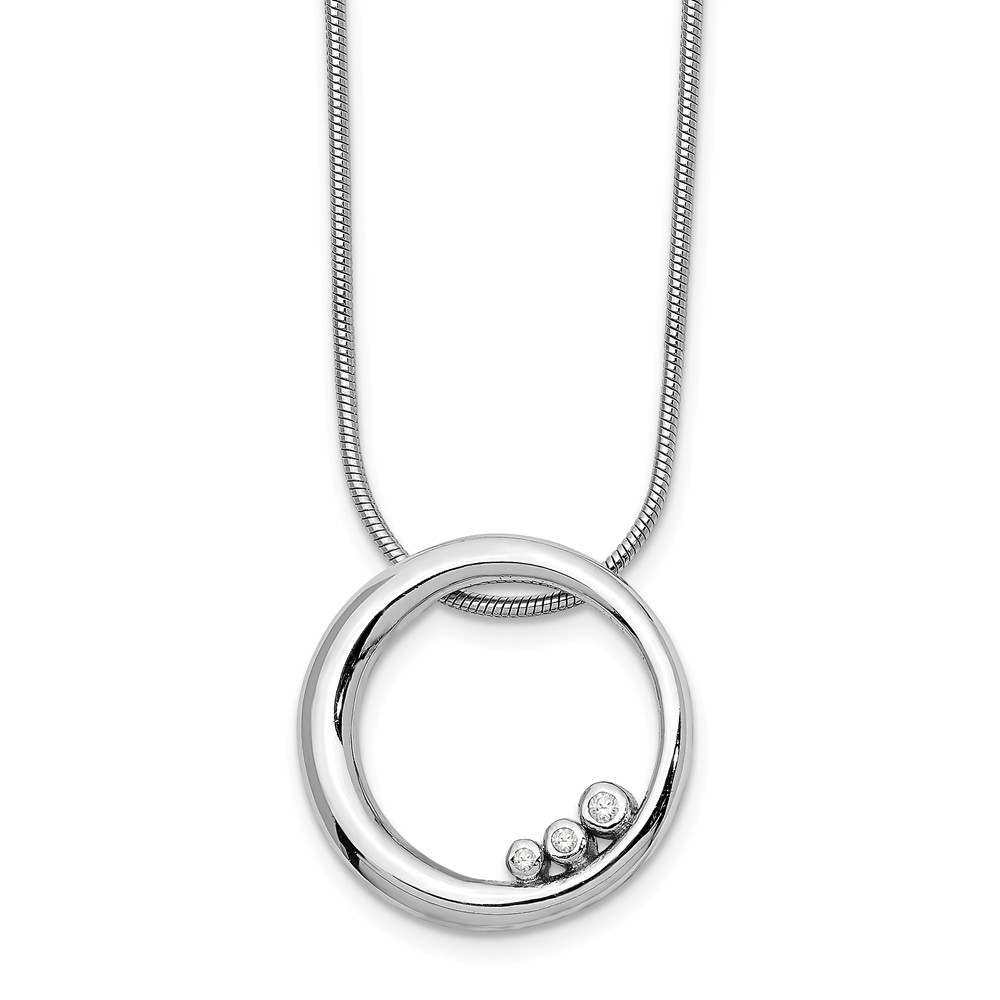 Qw313-18 18 In. Sterling Silver Diamond Single Ring Necklace, Polished