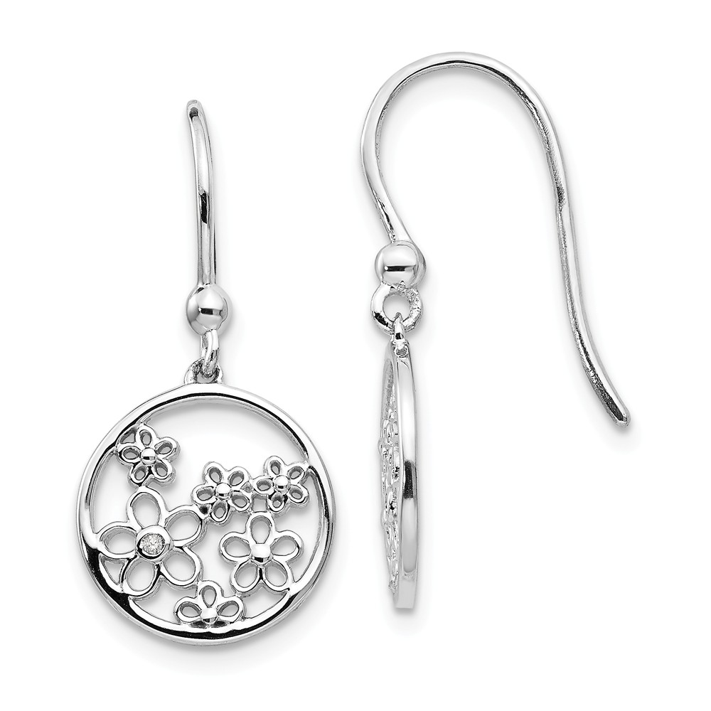 Qw342 Sterling Silver 0.01ct Diamond Shepherd Hook Earrings, Polished