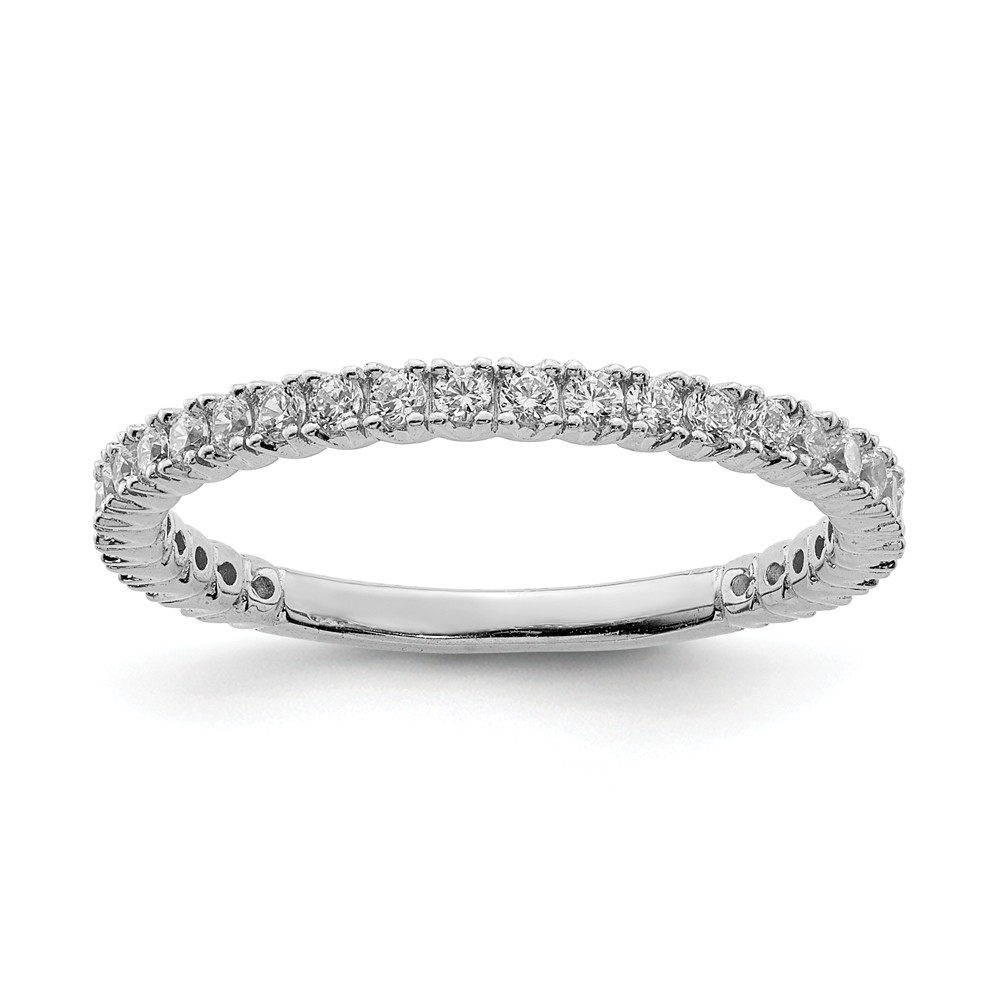 Qr3404-8 Sterling Silver Rhodium Plated 32 Stone Cz Ring, Polished - Size 8