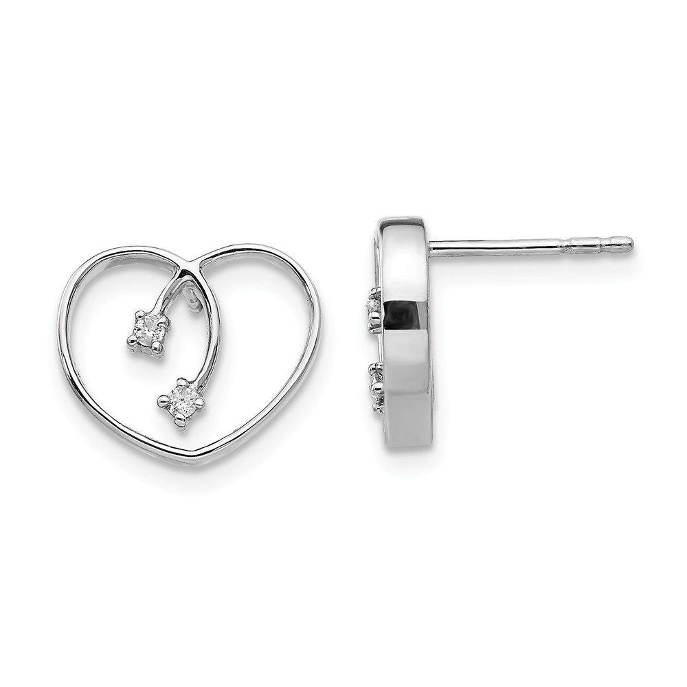 Qw158 Sterling Silver 0.04ct Diamond Heart Earrings, Polished
