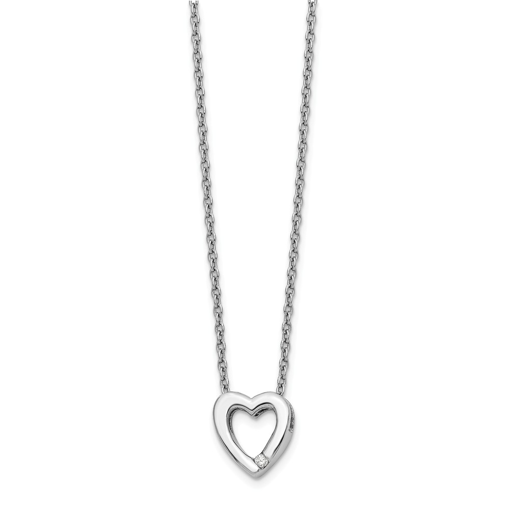 Qw161-18 18 In. Sterling Silver 0.02 Ct Diamond Heart Necklace - Polished