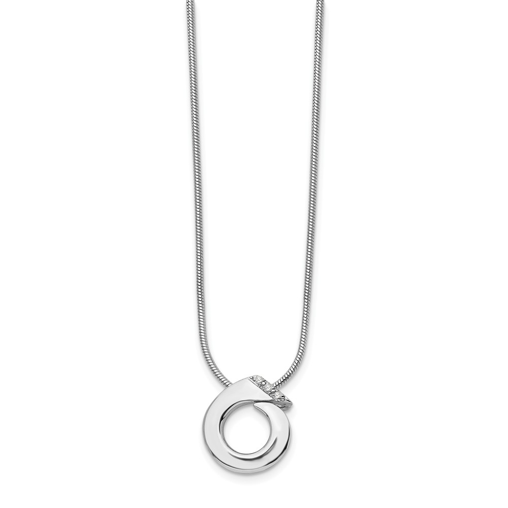 Qw193-18 18 In. 1 Mm Sterling Silver 0.01 Ct Diamond Necklace, Polished