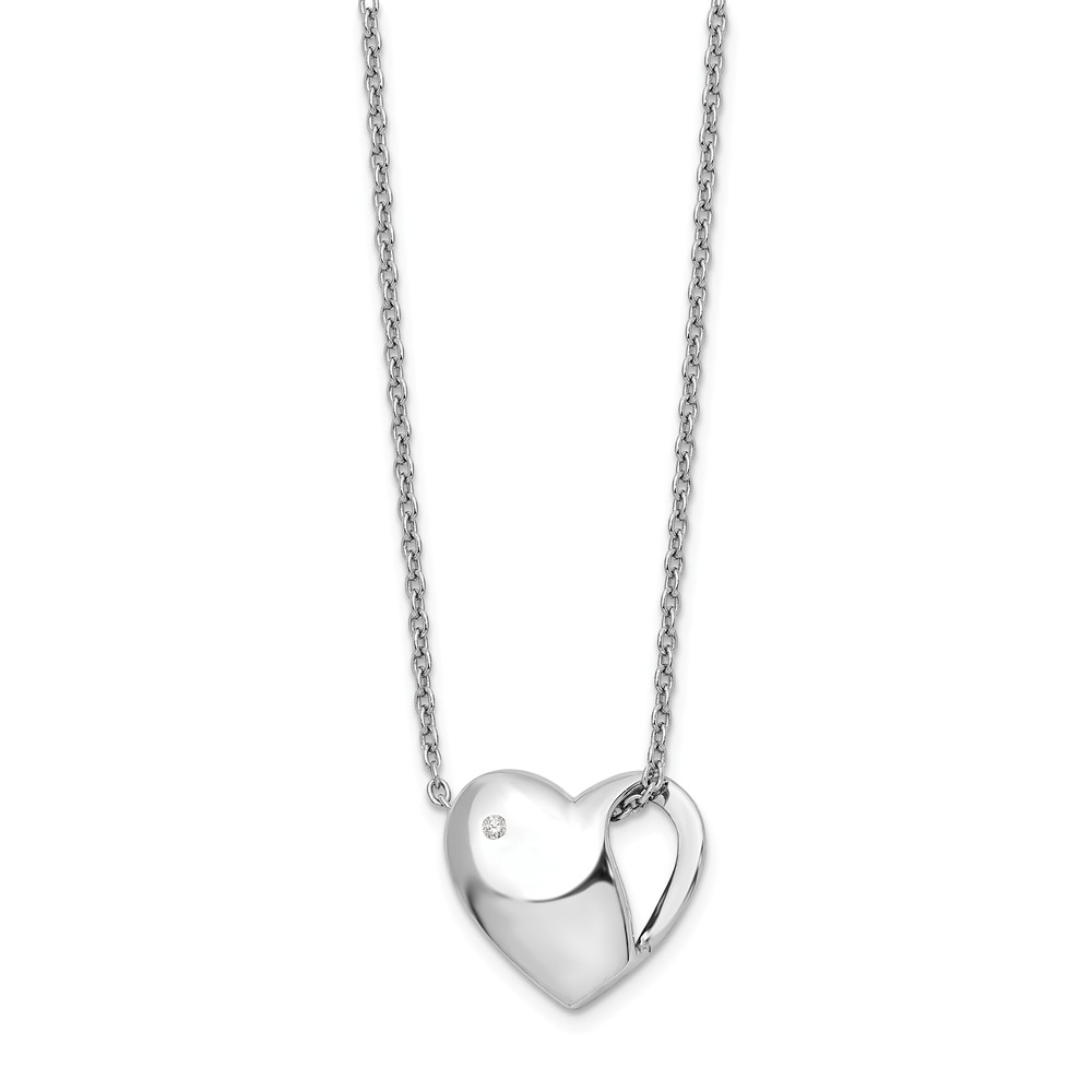 Qw289-18 18 In. Sterling Silver 0.01 Ct Diamond Heart Necklace, Polished