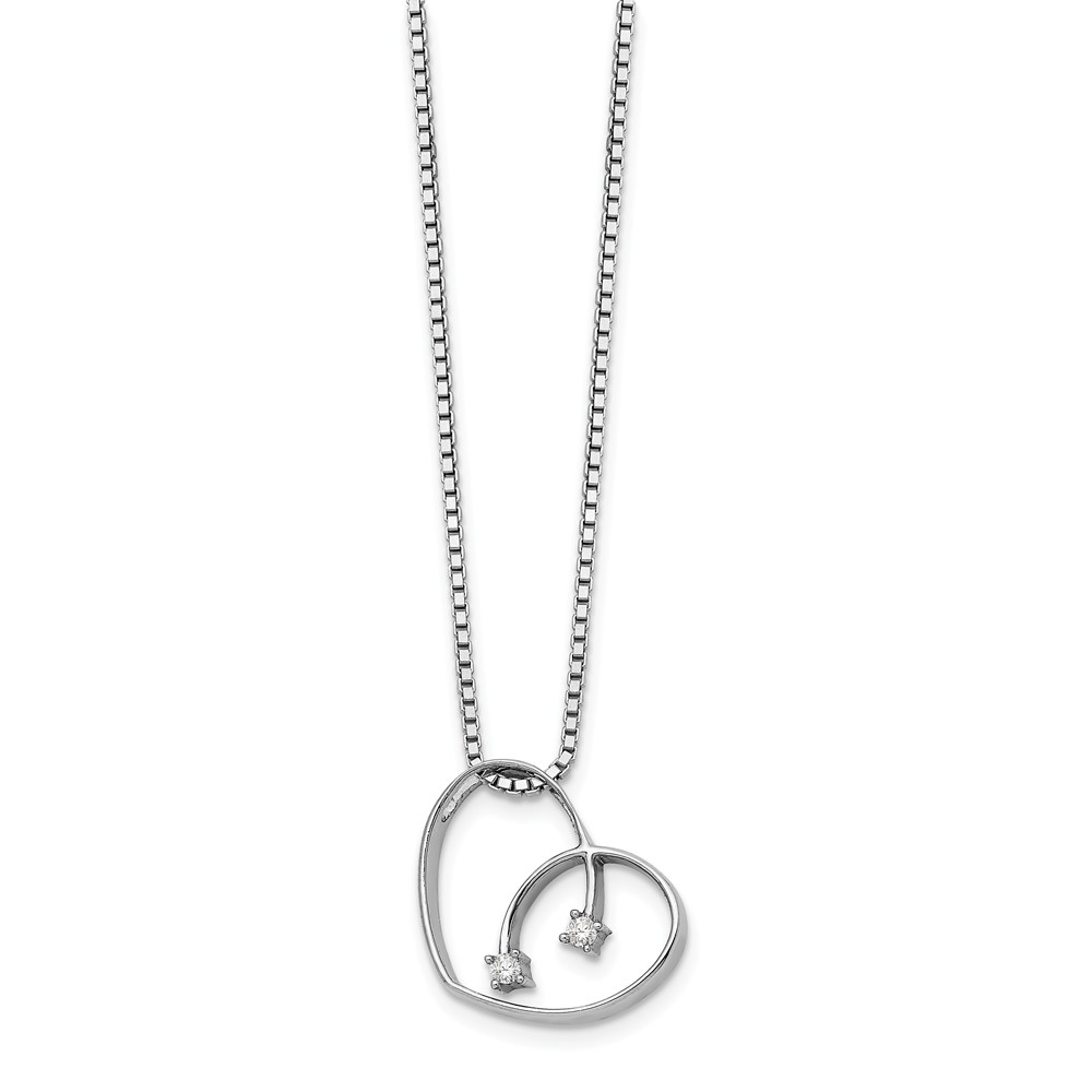 Qw157-18 18 In. Sterling Silver 0.02 Ct Diamond Heart Necklace, Polished