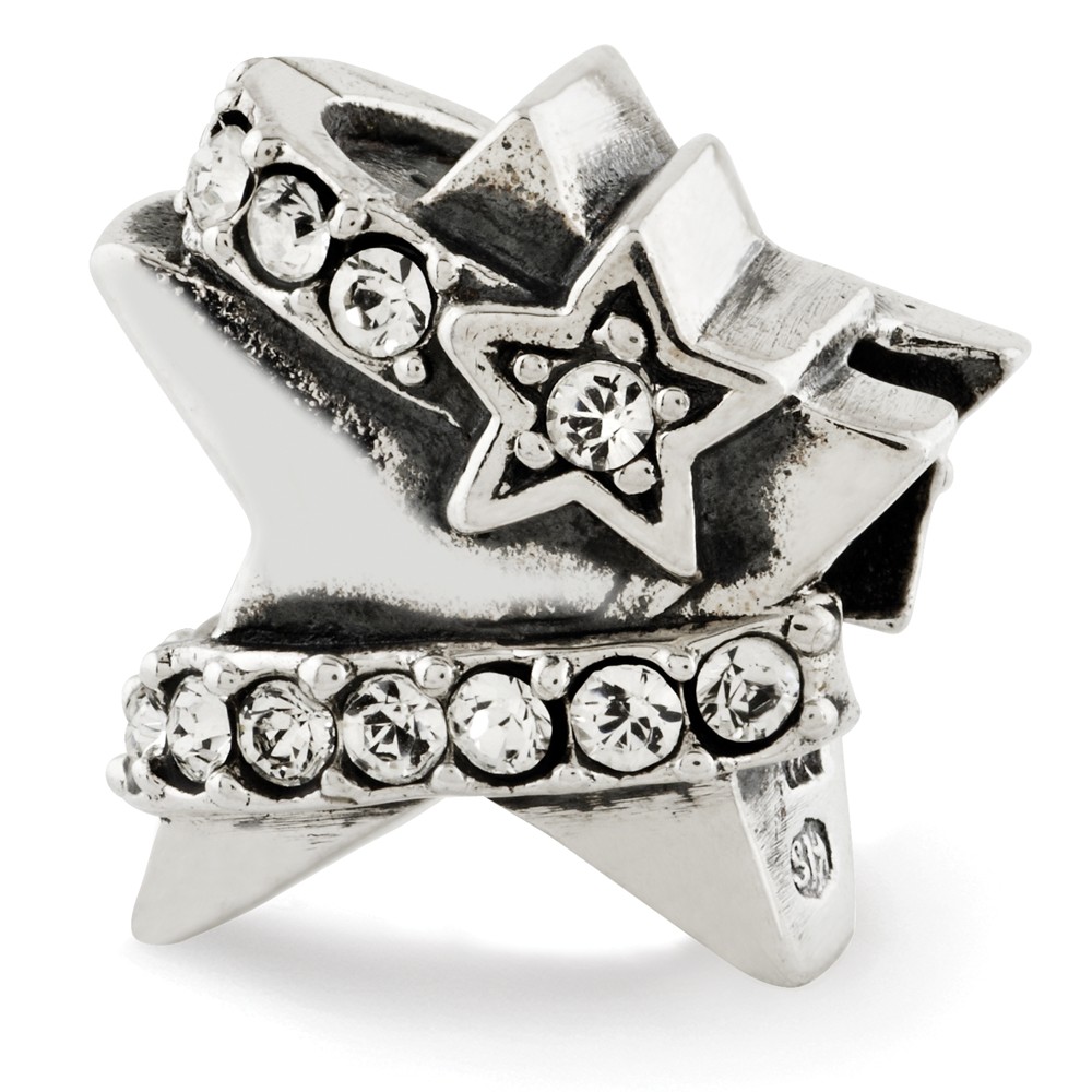 Qrs2893 Sterling Silver Reflections Star With Swarovski Crystal Bead, Polished