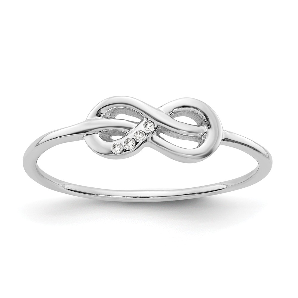 Qw348-6 Sterling Silver White Ice Infinity Diamond Ring, Polished - Size 6
