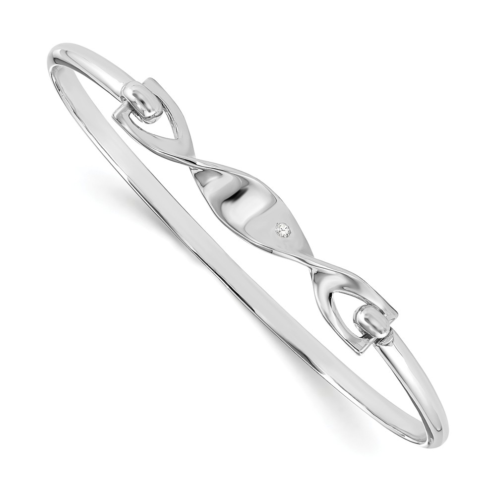Qw187 Sterling Silver 0.02 Ct Diamond Twist Bangle Bracelet - Polished