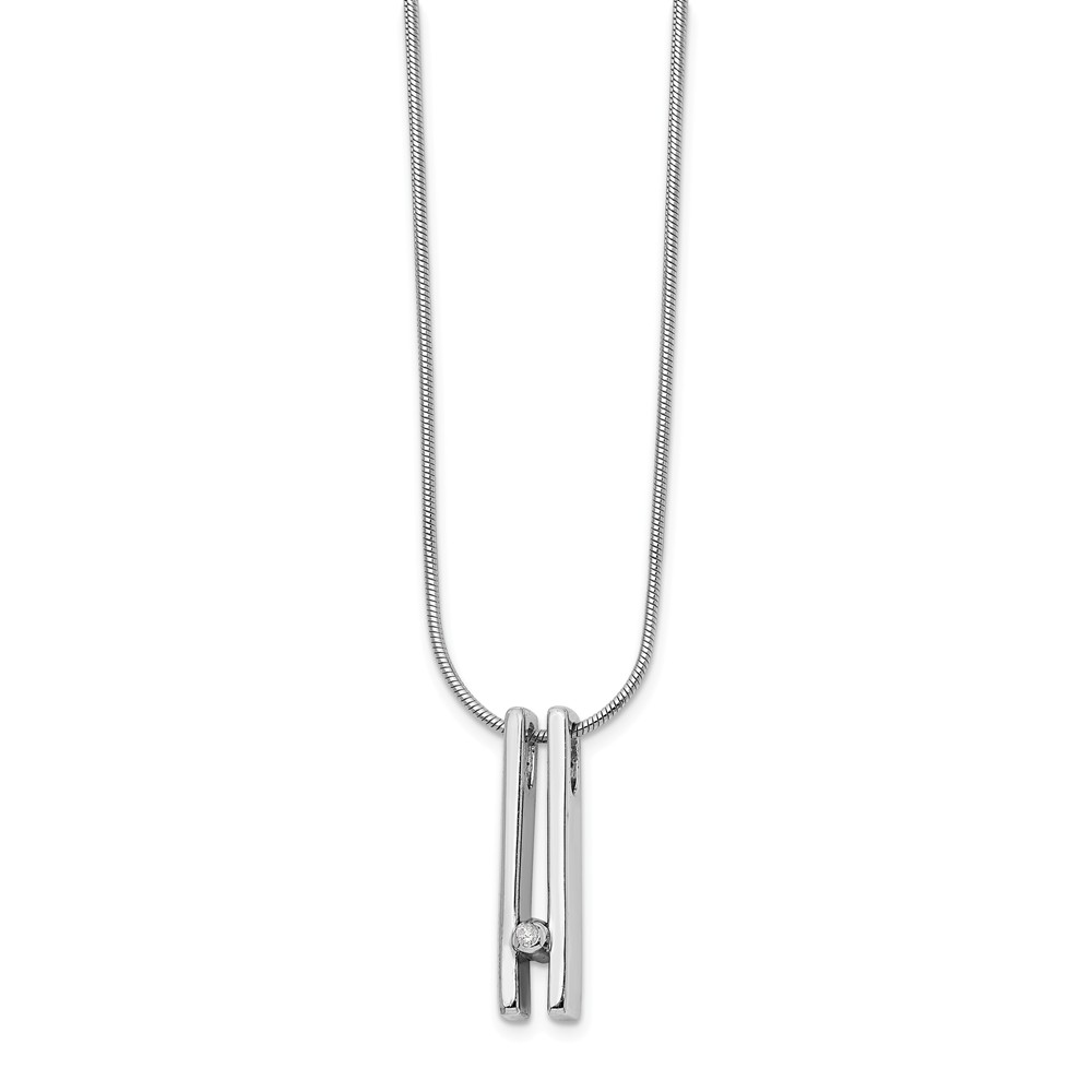 Qw164-18 23 Mm X 18 In. Sterling Silver 0.02 Ct Diamond Necklace - Polished