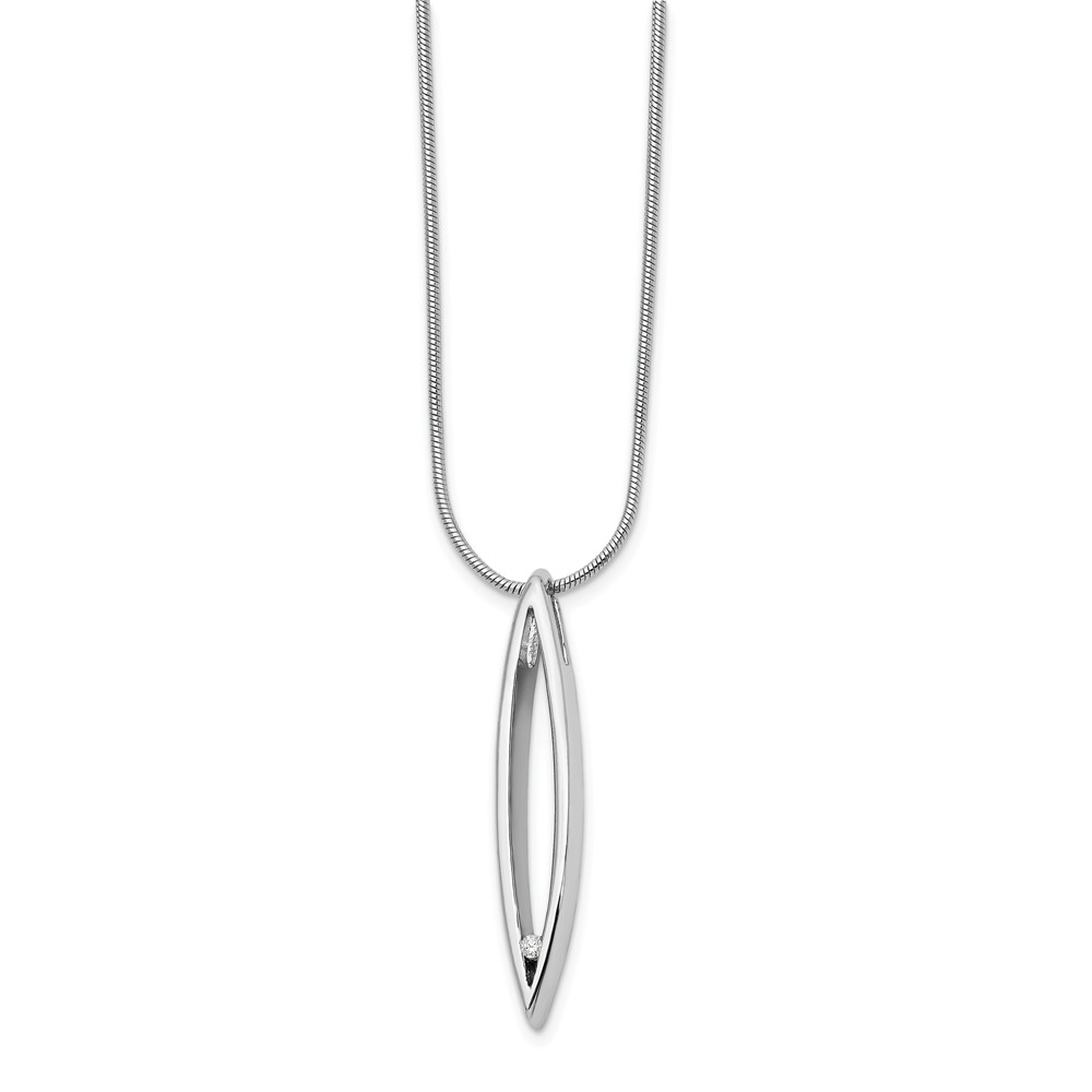 Qw195-18 32 Mm X 18 In. Sterling Silver 0.02 Ct Diamond Necklace - Polished