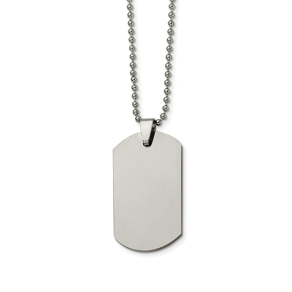 Tun100-22 22 In. Tungsten Polished Dog Tag Necklace