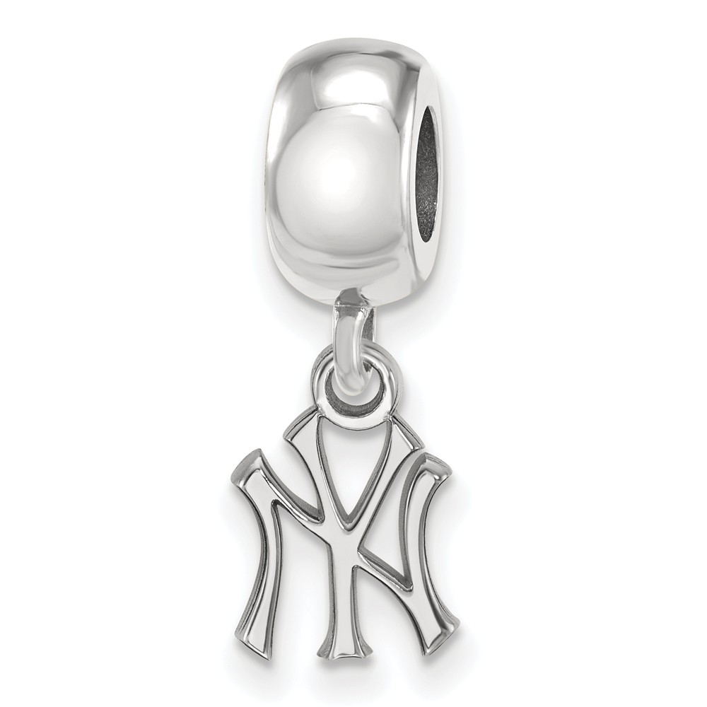 Ss035yan Sterling Silver Rhodium Plated Mlb New York Yankees Extra Small Dangle Bead - Polished