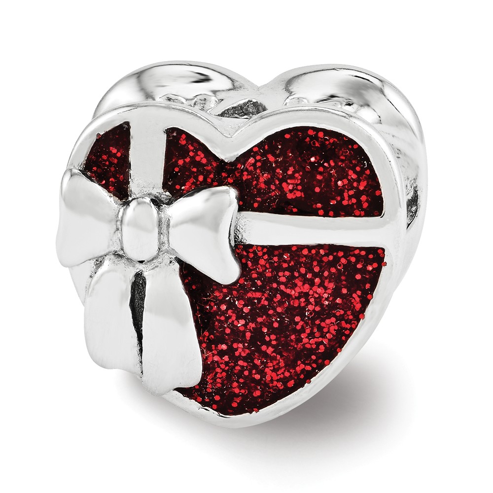 Qrs3484 Sterling Silver Reflections Red Enameled Heart Bead - Polished