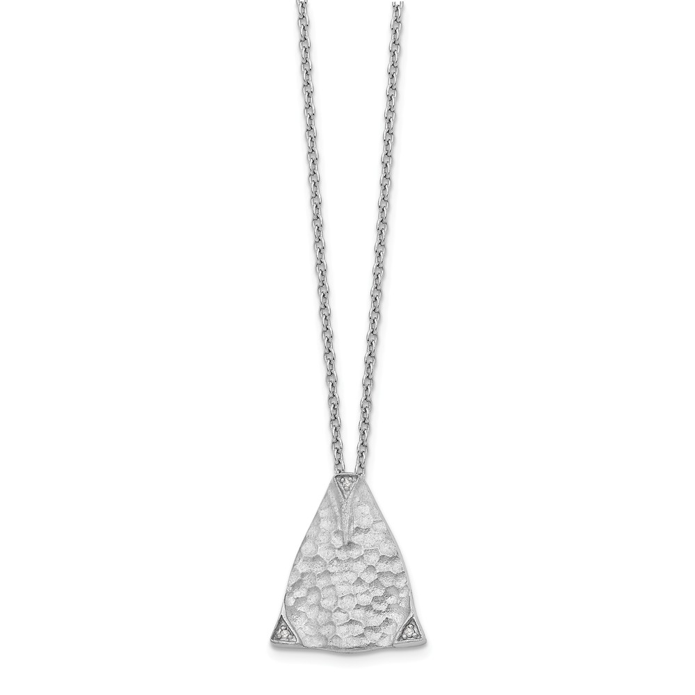 Qw330-18 18 In. Sterling Silver Textured Triangle Diamond Necklace - Polished