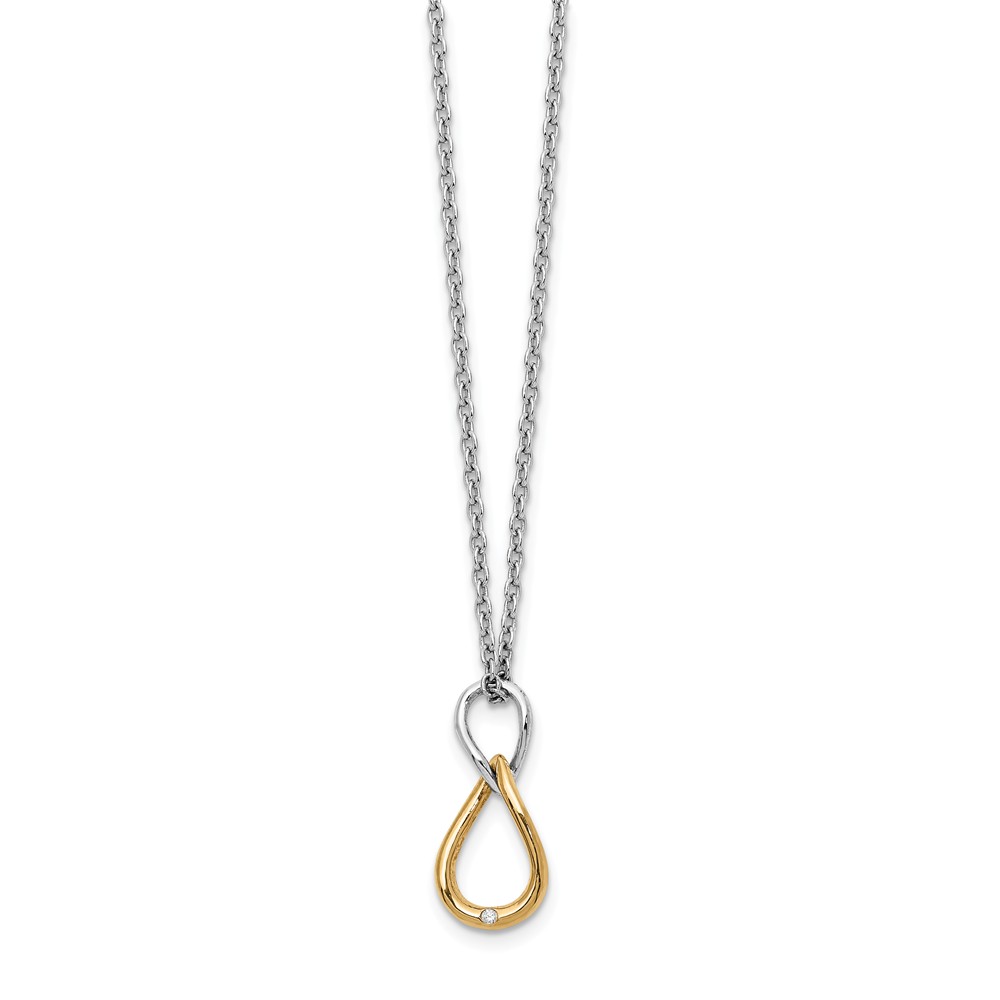 Qw352-18 18 In. Sterling Silver Gold-plated Diamond Necklace - Polished