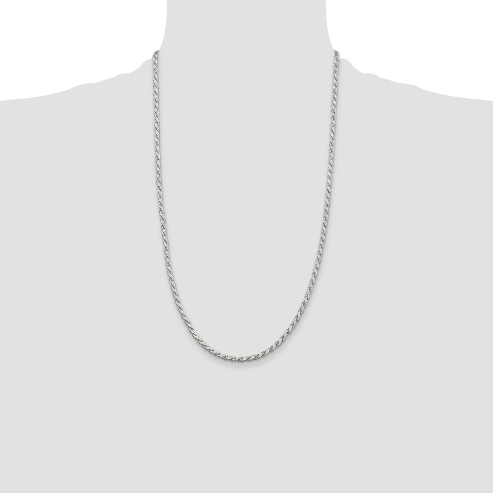 Picture of Finest Gold 3.1 mm Sterling Silver Flat Rope Chain&amp;#44; White