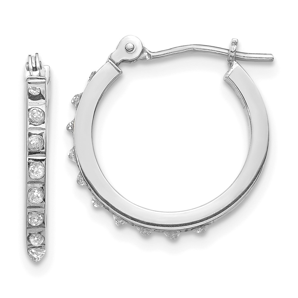 UPC 740702366362 product image for 14K White Gold Diamond Fascination Hinged Hoop Earrings | upcitemdb.com