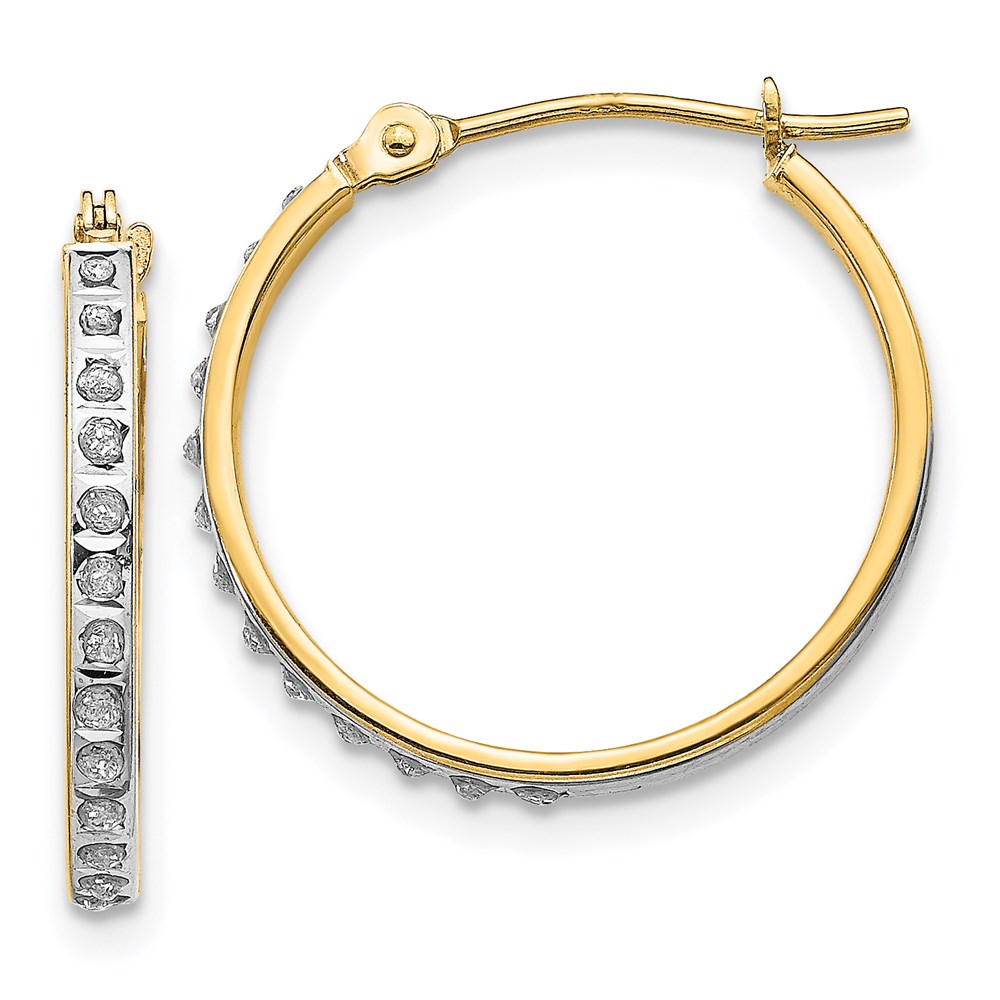 UPC 191101179730 product image for 14K Yellow Gold Diamond Fascination Round Hinged Hoop Earrings | upcitemdb.com
