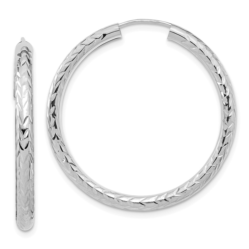 UPC 740702371564 product image for 14K White Gold Polished & Diamond-Cut Endless Hoop Earrings | upcitemdb.com