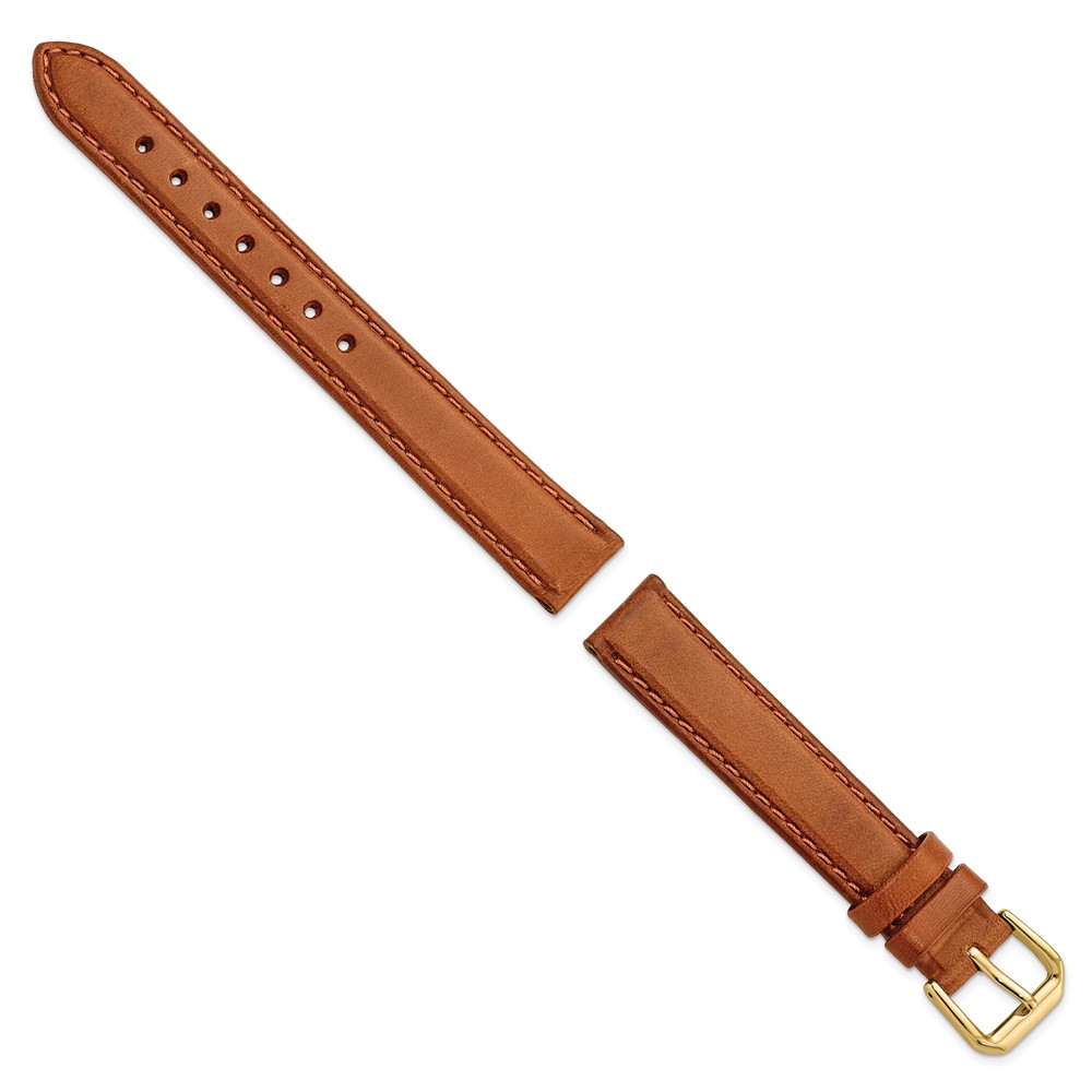 Picture of Finest Gold 15 mm Light Brown &amp; Havana Italian Leather Gold-Tone Buckle Watch Band - Size 15