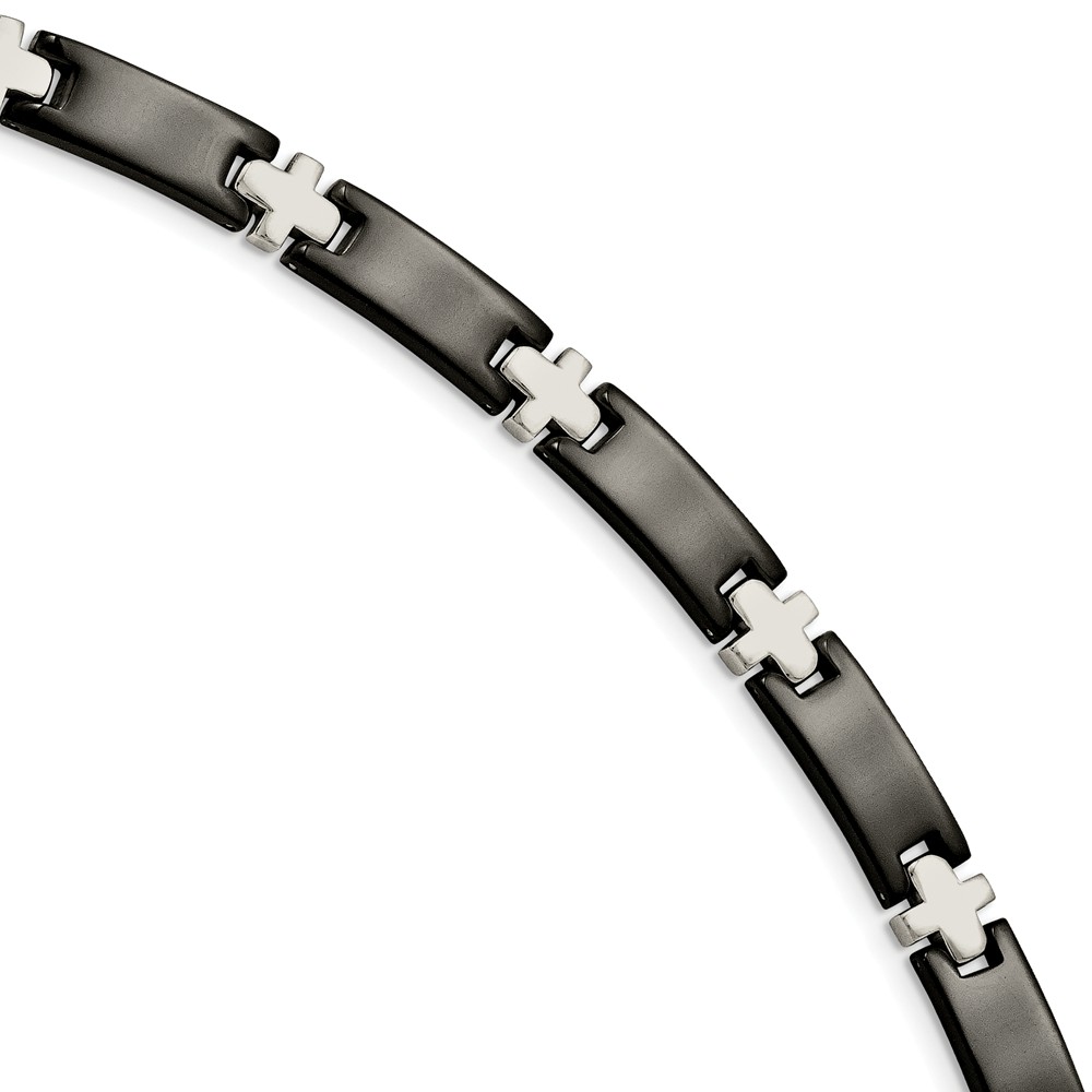 Srb104-8.25 8.25 In. Stainless Steel Brushed & Polished Black-plated Bracelet