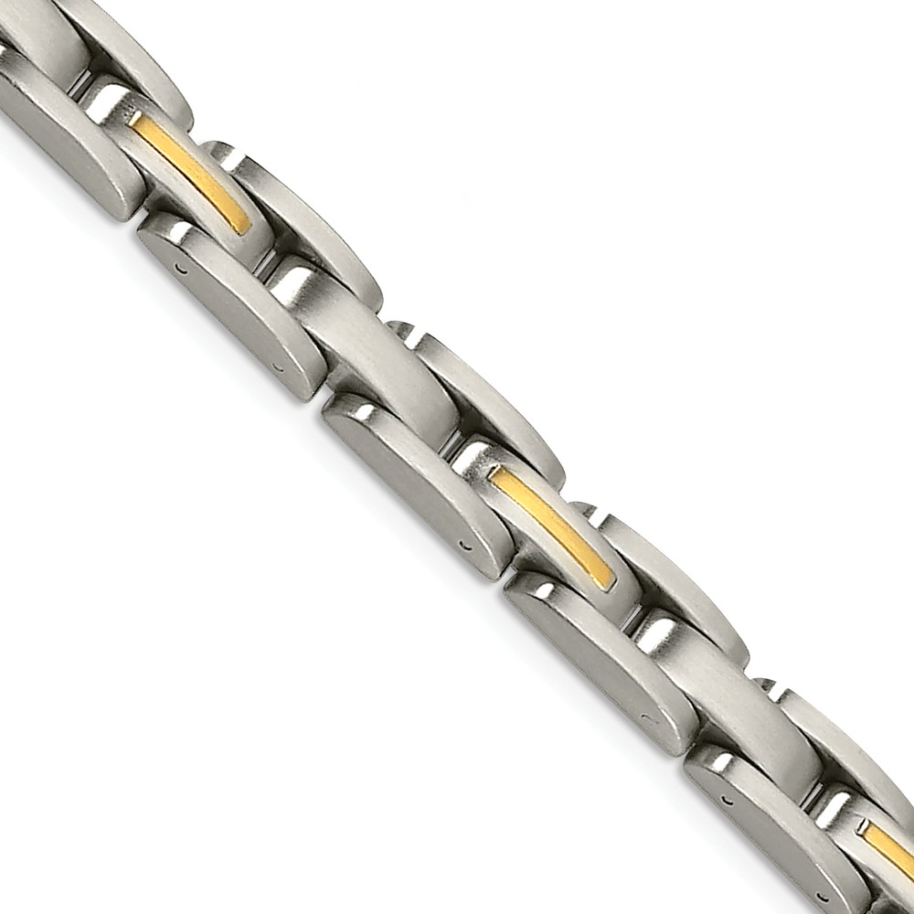 Srb116-8 8 In. 14k Yellow Gold Stainless Steel Brushed Inlay Bracelet