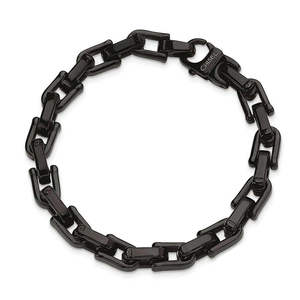 Srb163-8.5 8.5 In. Stainless Steel Polished Black Ip-plated Bracelet