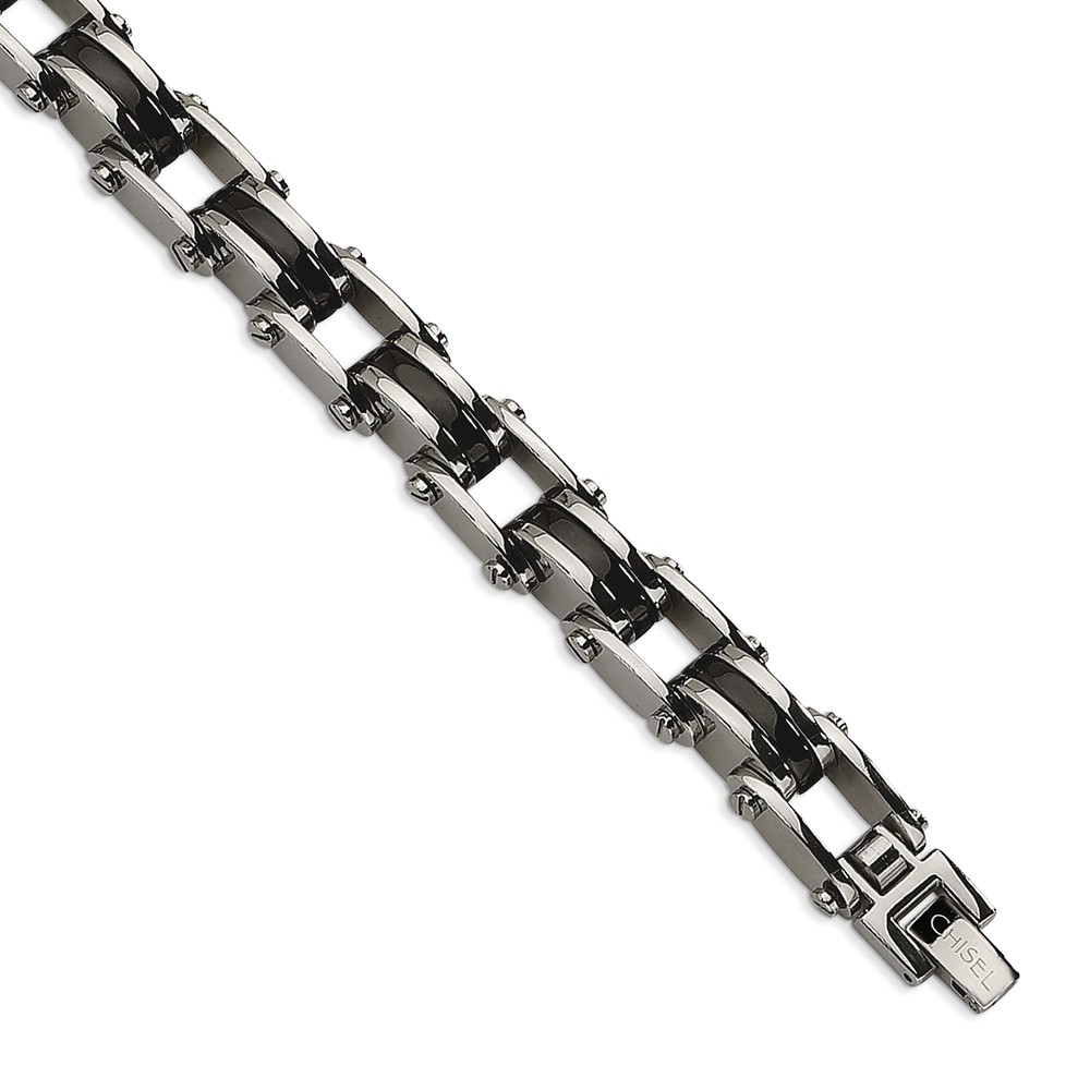 Srb179-8.75 8.75 In. Stainless Steel Polished Black Ip-plated Bracelet