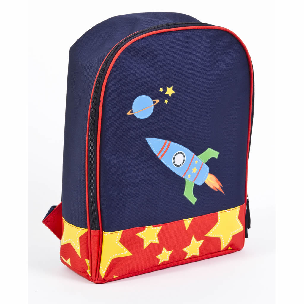 Br2309 Sky Blue & Red Boys Rocket Backpack