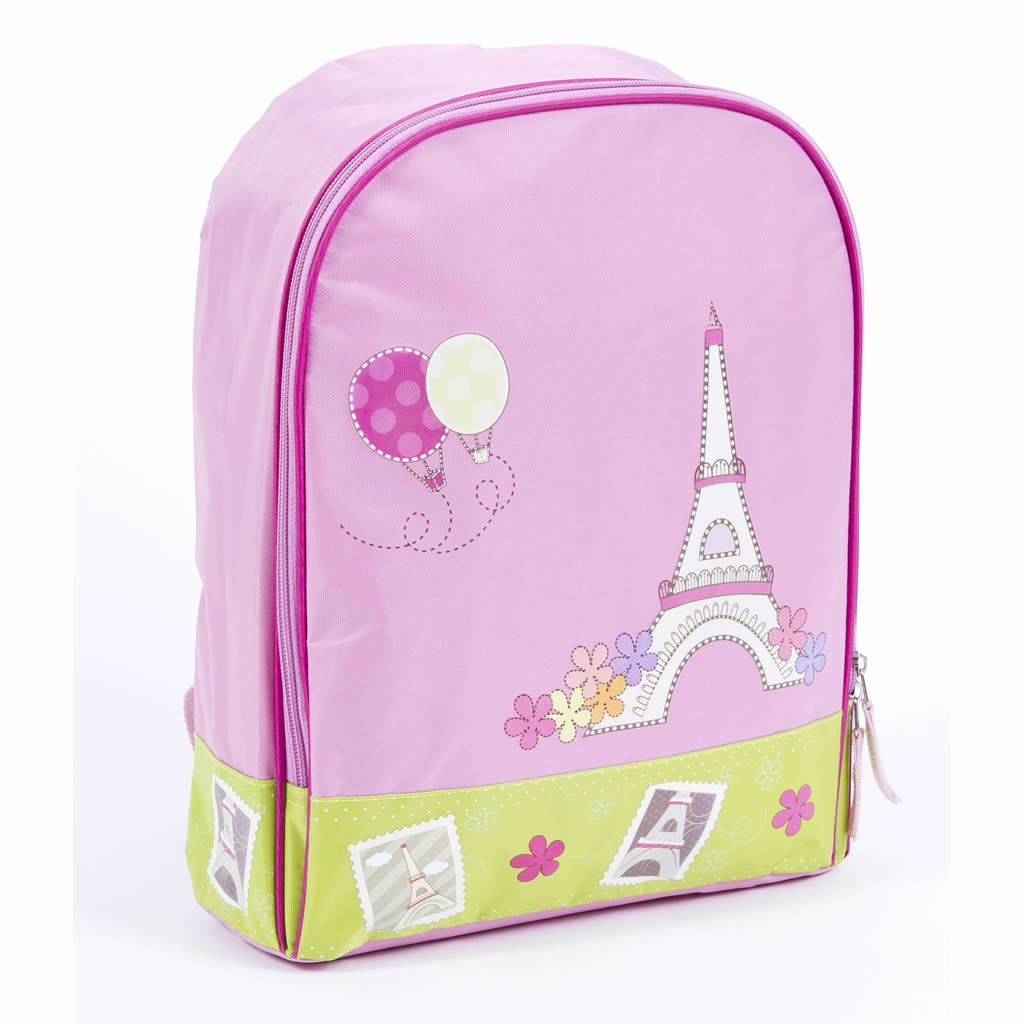 Pink & Green Girls Paris Backpack