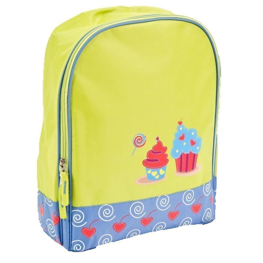Bc2354 Bright Green & Light Blue Girls Cupcakes Backpack
