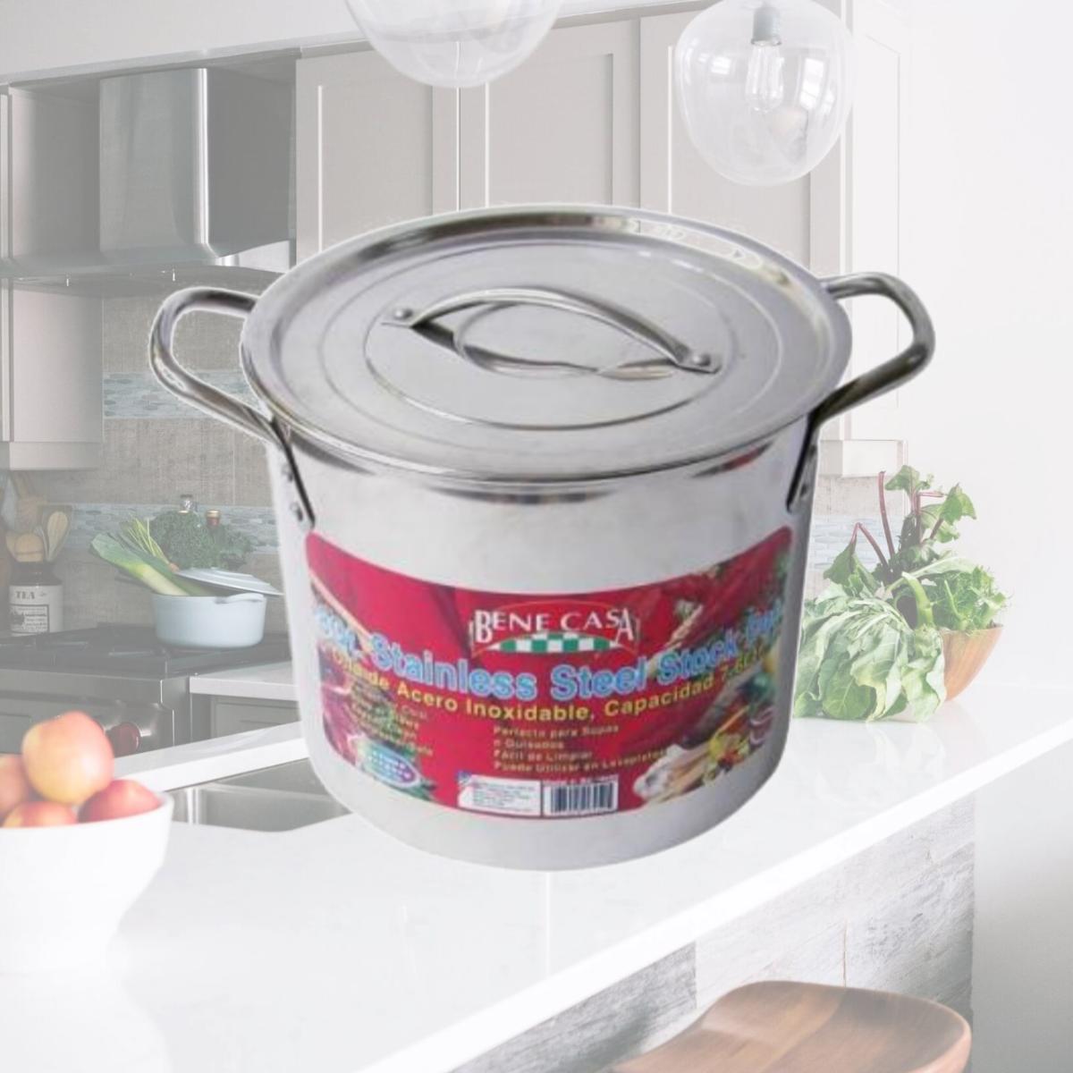 Picture of Bene Casa BC16450 8 qt Stainless Steel Stock Pot with Lid