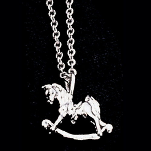 Rocking Horse Pendant, Platinum Plated