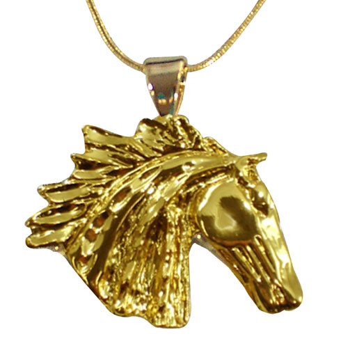 160117 Wind Spirit Horse Pendant, Gold Plated