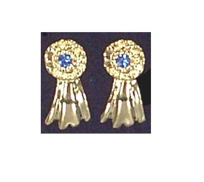 246237g Large Blue Ribbon Earrings, Gold Plated