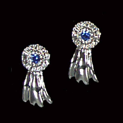 246238p Small Blue Ribbon Earrings, Platinum Plated