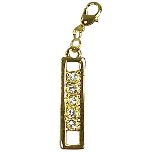 246100cg Zipper Pull With Clear Rhinestones Pedant, Gold Plated