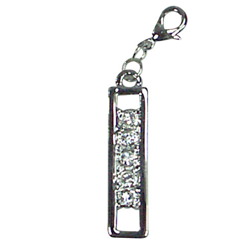 246100cp Zipper Pull With Clear Rhinestones Pendant, Platinum Plated