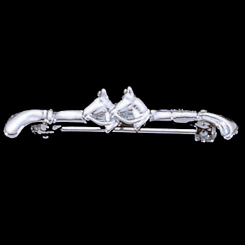 246124p Crop With Two Horse Heads, Platinum Plated
