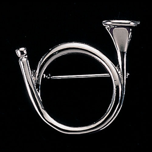 246165p Hunting Horn Stock Pin-equestrian Jewelry, Platinum Plated