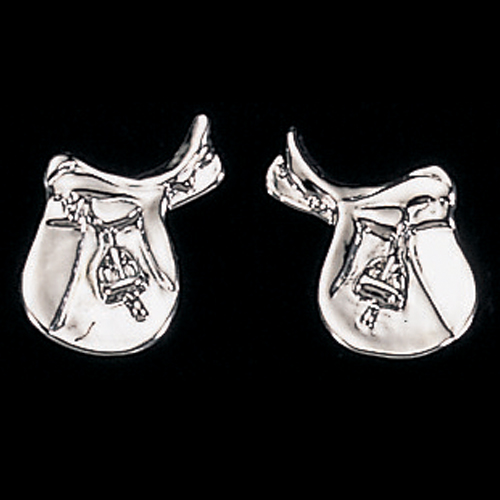 246096p English Saddle Earrings, Platinum Plated