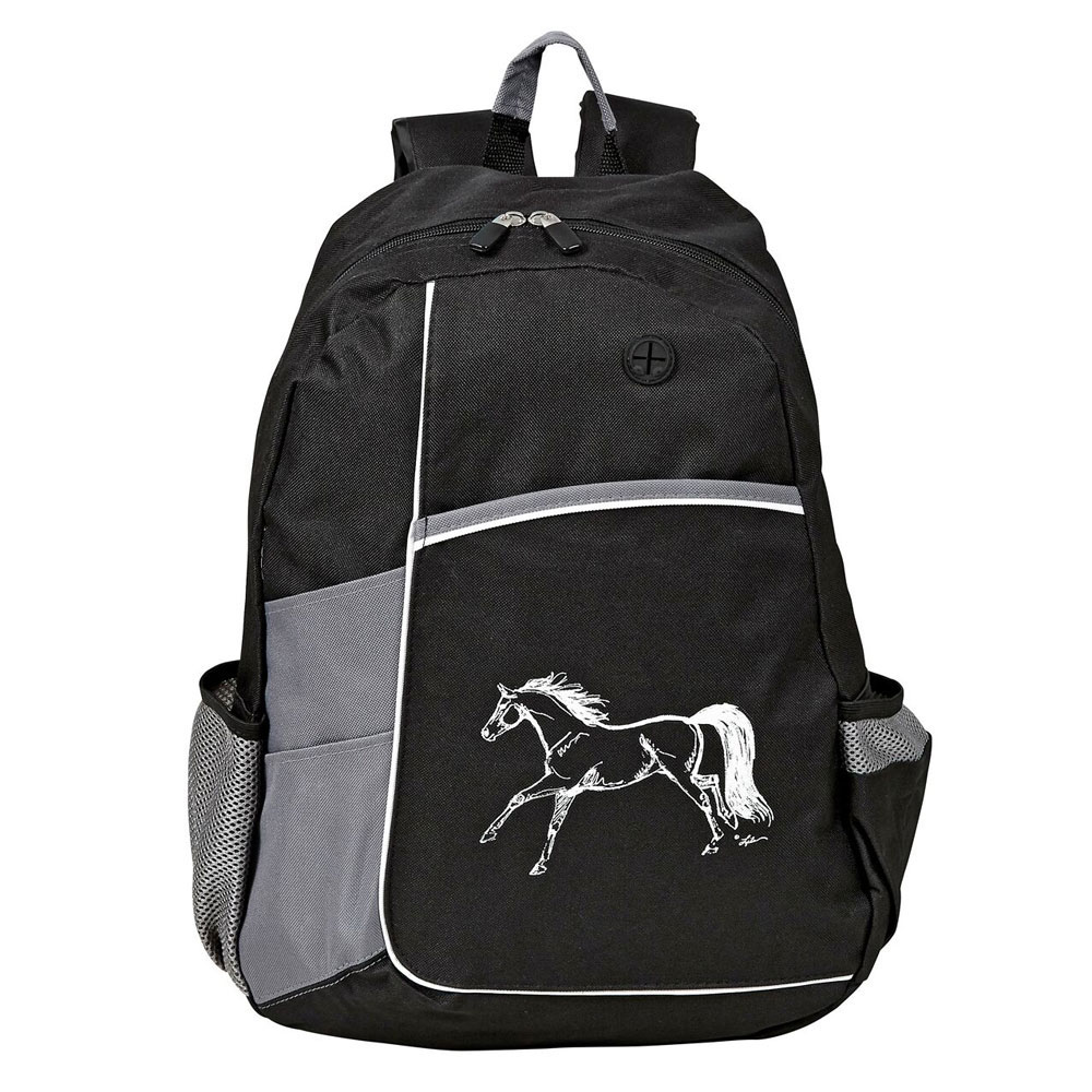 9340000934 Galloping Horse Backpack, Black With Grey