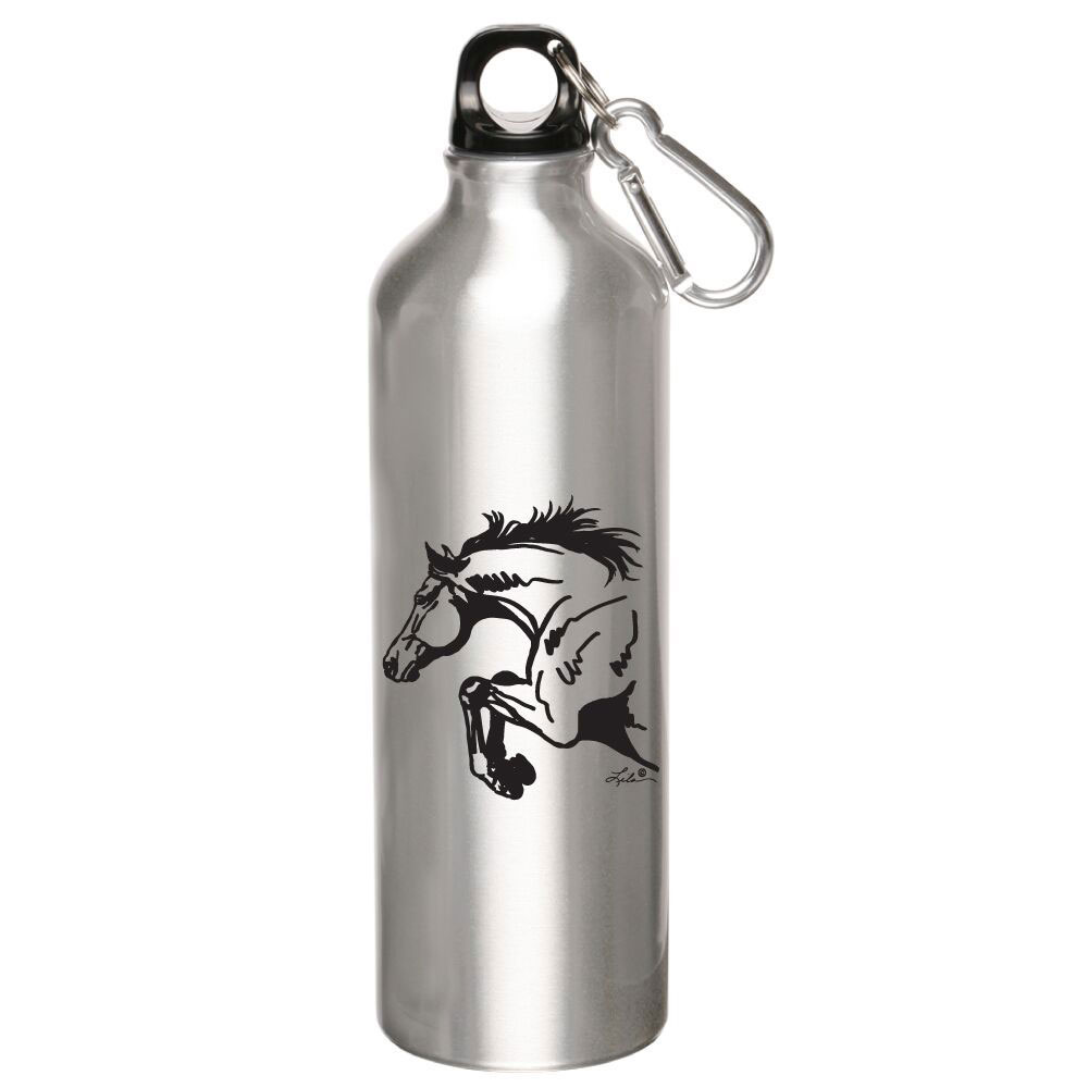 9350007391 2.8 X 10.25 In. Aluminum Jumping Horse Sport Bottles, Silver